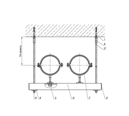 Крепления двух трубопроводов к перекрытию в Лиде