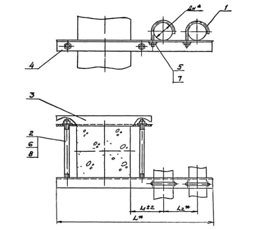Крепления двух трубопроводов к колонне в Лиде