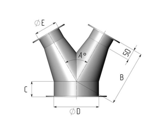 Титановые неравнопроходные Y-тройники для воздуховодов в Лиде
